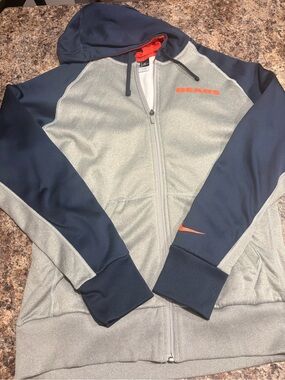 NFL Gray & Navy Performance Full-Zip Hoodie with Orange Accents
